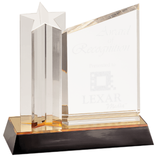 GOLD STAR COLUMN ACRYLIC W/CLEAR PLAQUE