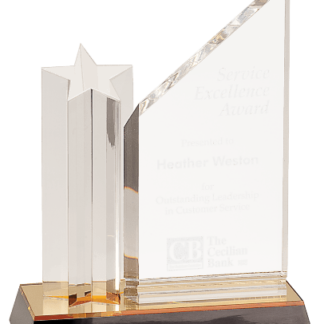 GOLD STAR COLUMN ACRYLIC W/CLEAR PLAQUE