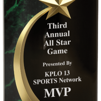 GREEN MARBLE RNDED SHOOTING STAR ACRYLIC