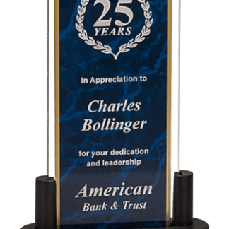 BLUE MARBLE ARCH ACRYLIC W/BLACK BASE