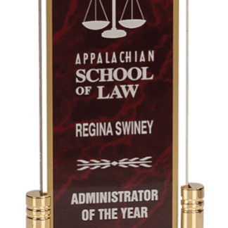 RED MARBLE ARCH ACRYLIC W/BRASS BASE