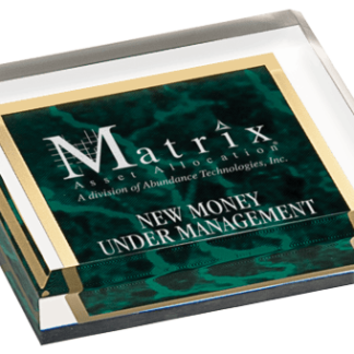 GREEN MARBLE ACRYLIC PAPERWEIGHT