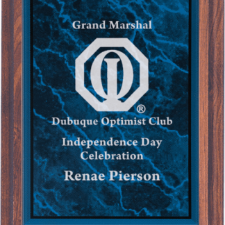 BLUE MARBLE PLQ PLT/CHERRY FINISH PLAQUE
