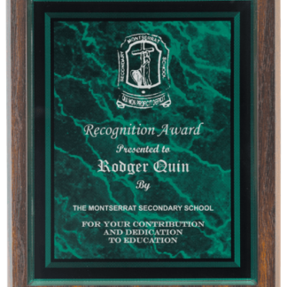 GREEN MARBLE PLQ PLT/WALNUT FINISH PLQ