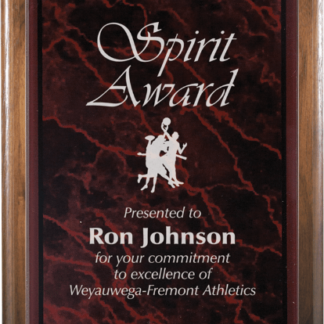 RED MARBLE PLQ PLT/GENUINE WALNUT PLAQUE