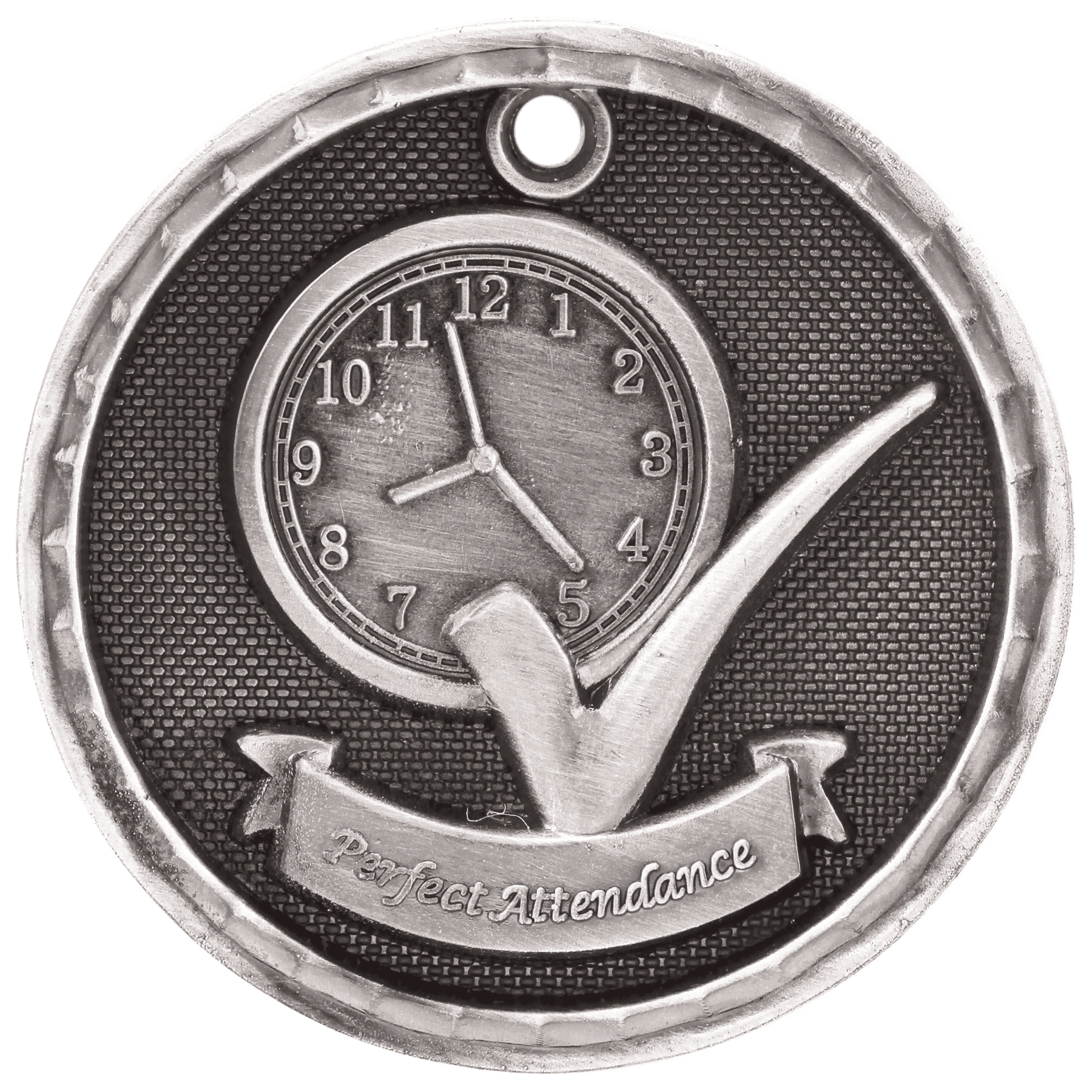 Perfect Attendance 3-D Medal-Silver