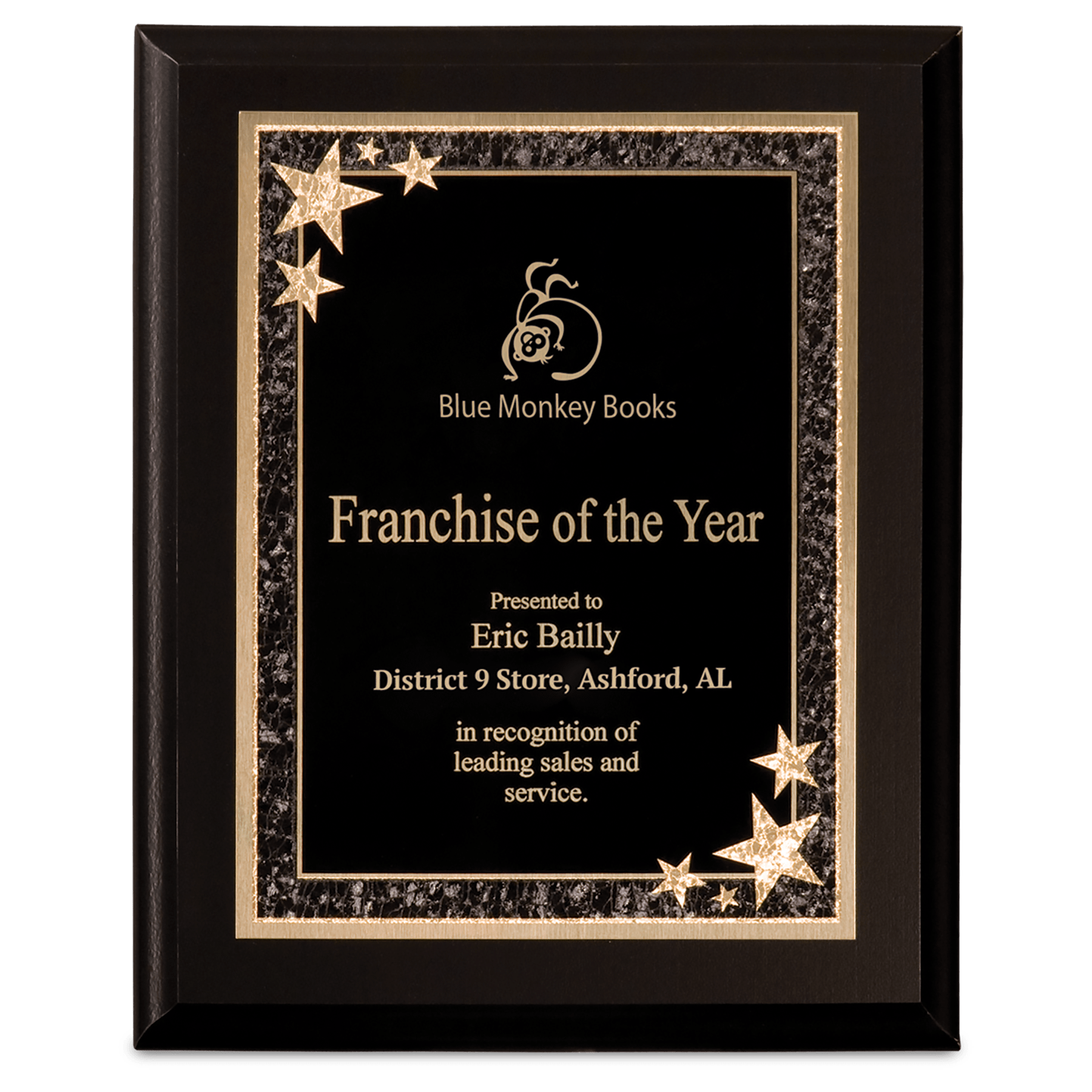 7" x 9" Matte Black Finish Plaque with Black Sunburst Plate