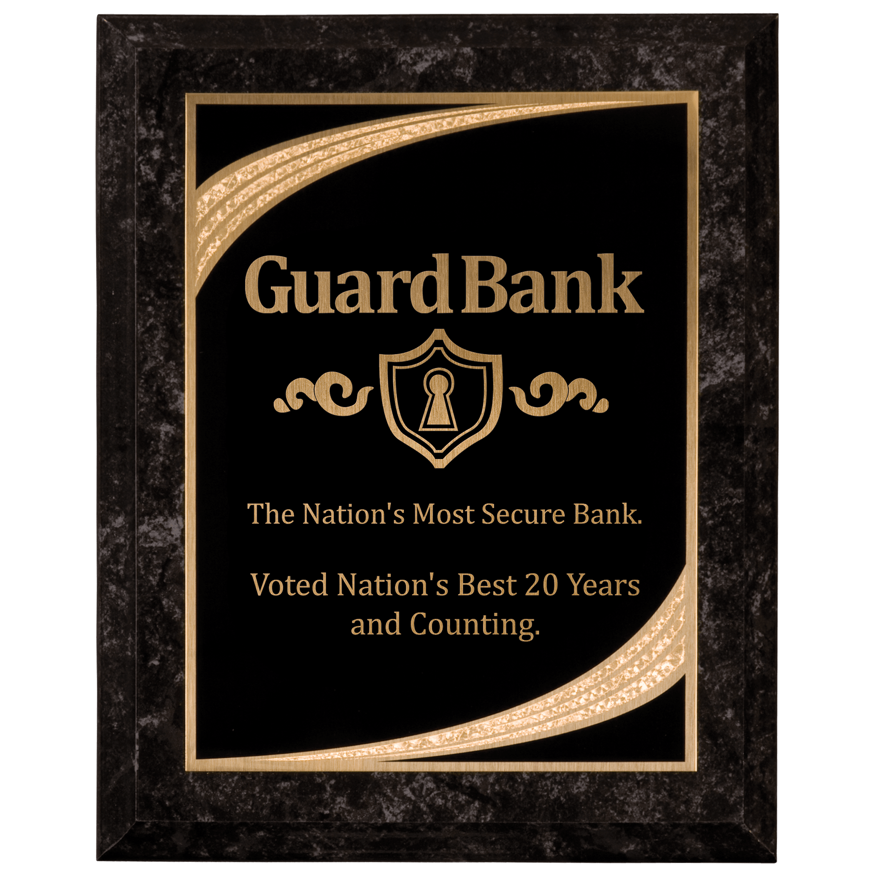 7" x 9" Black Marble Finish Plaque with Black Majestic Plate