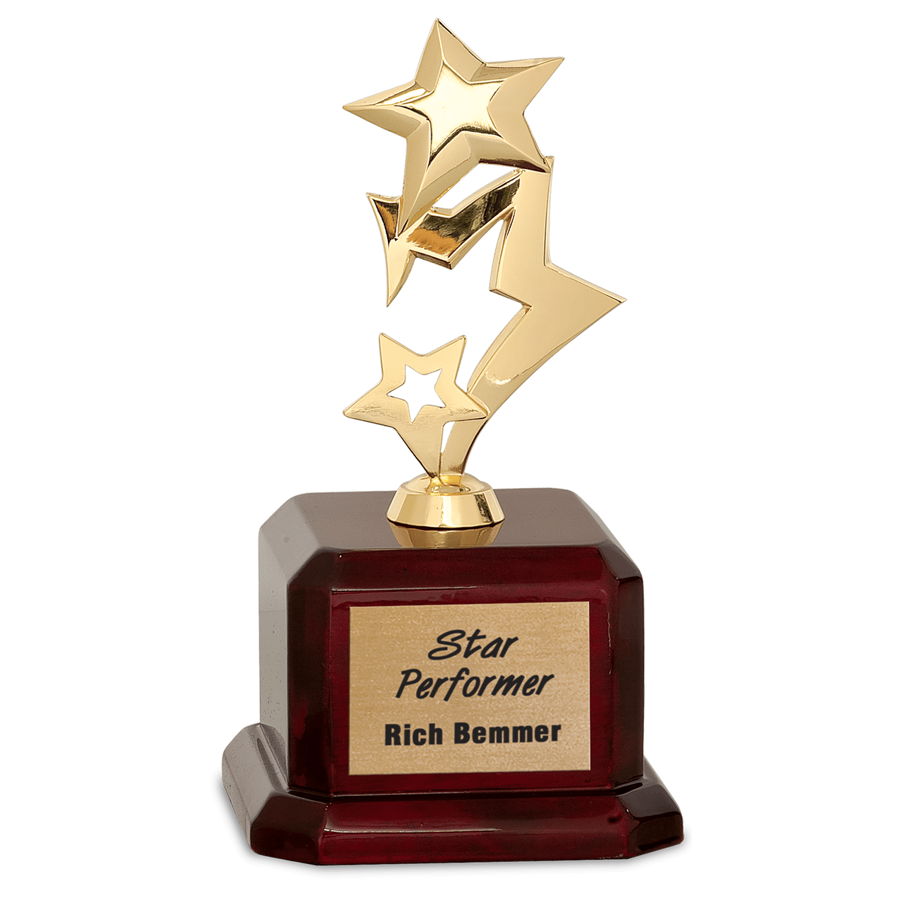 Gold Metal Rising 3-Star on Rosewood Piano Finish Base