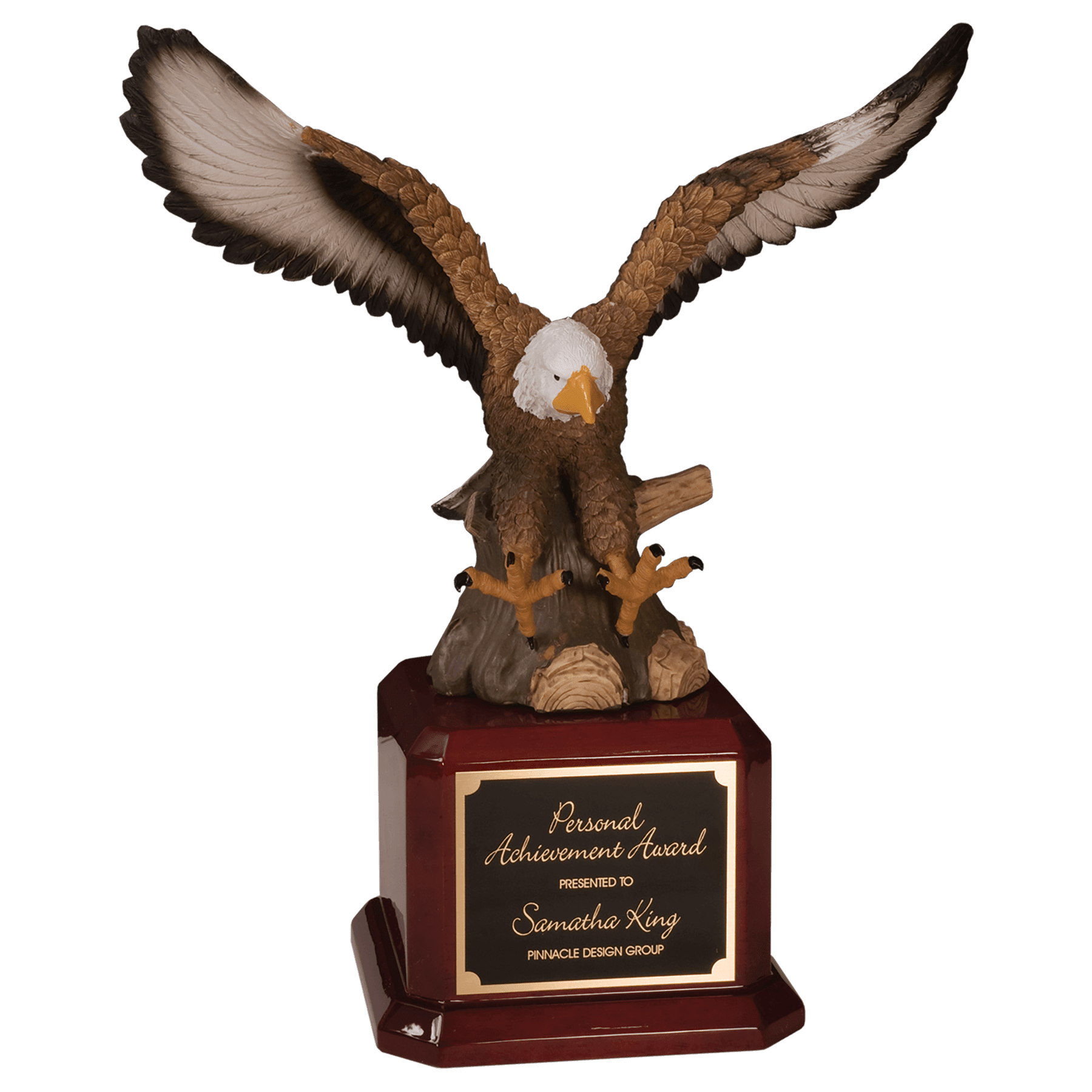 Hand Painted Eagle on a Rosewood Finish Base