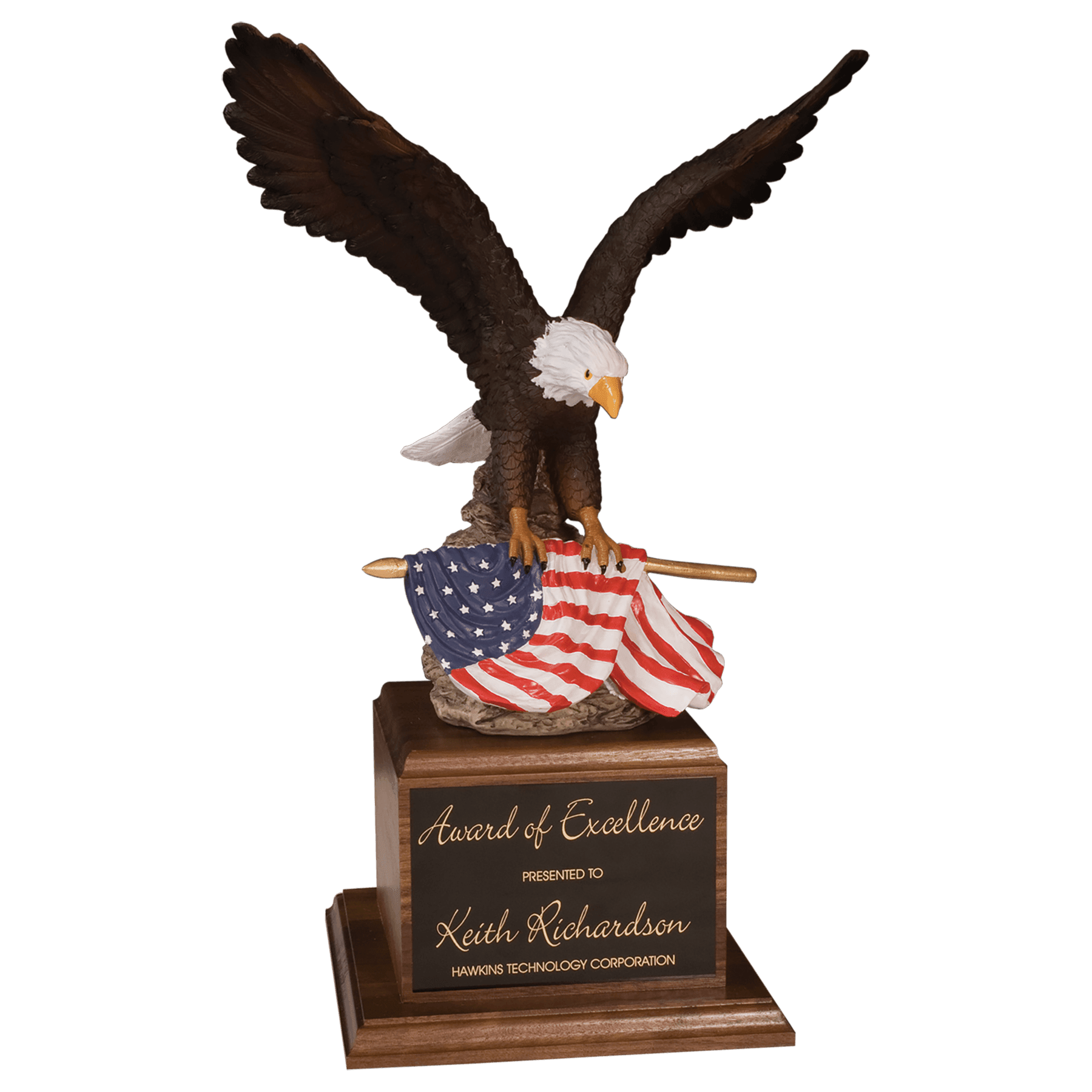 Hand Painted Eagle on a Genuine Walnut Base