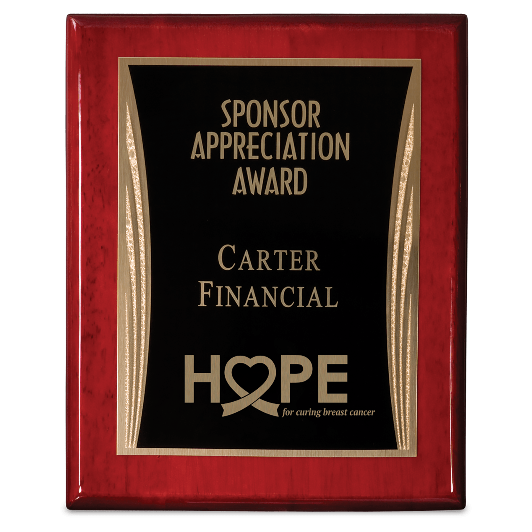 7" x 9" Rosewood Piano Finish Plaque wiht Black Showtime Plate