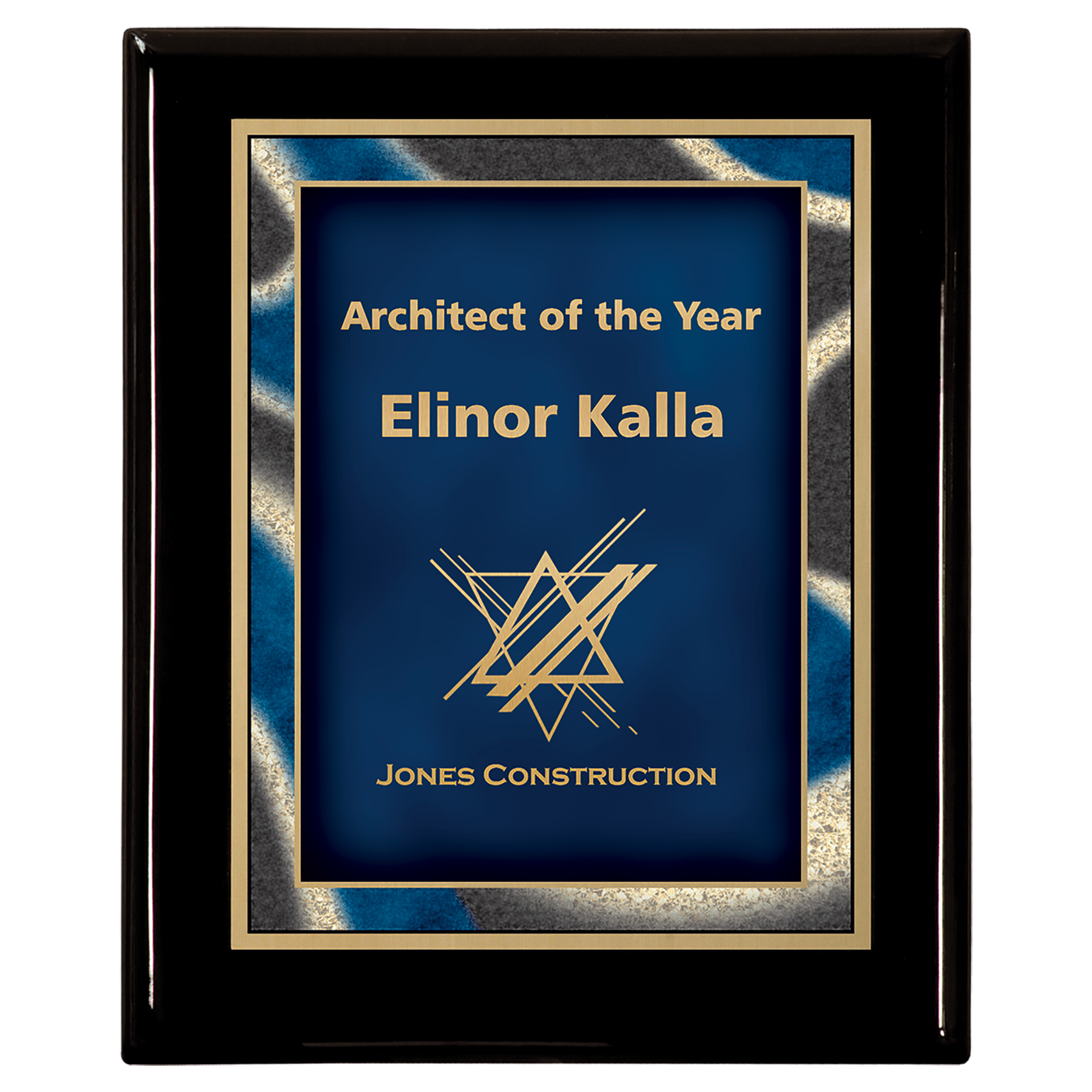 8" x 10" Premium Black Piano Finish Plaque with Blue Artist Plate