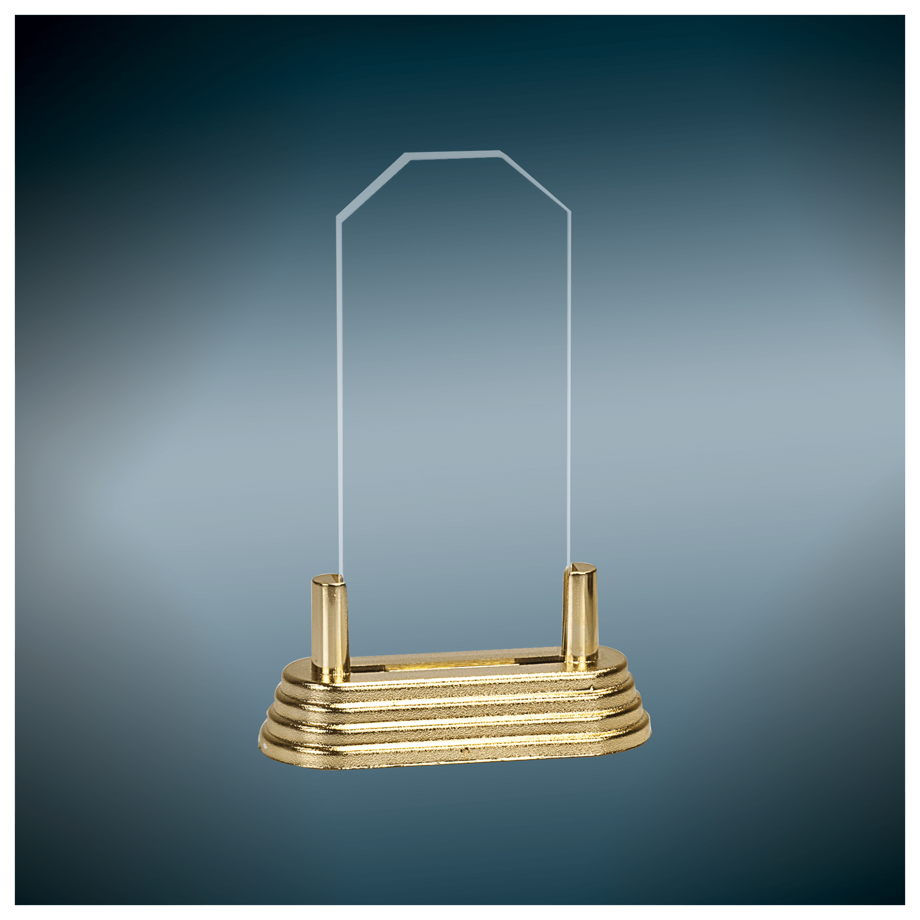 7" Clear Corners Pop-In Acrylic with Gold Pedestal Base