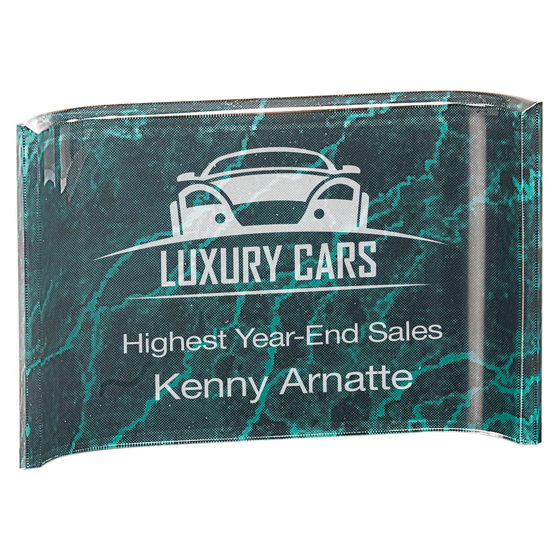 6" x 4" Green Marble Acrylic Crescent