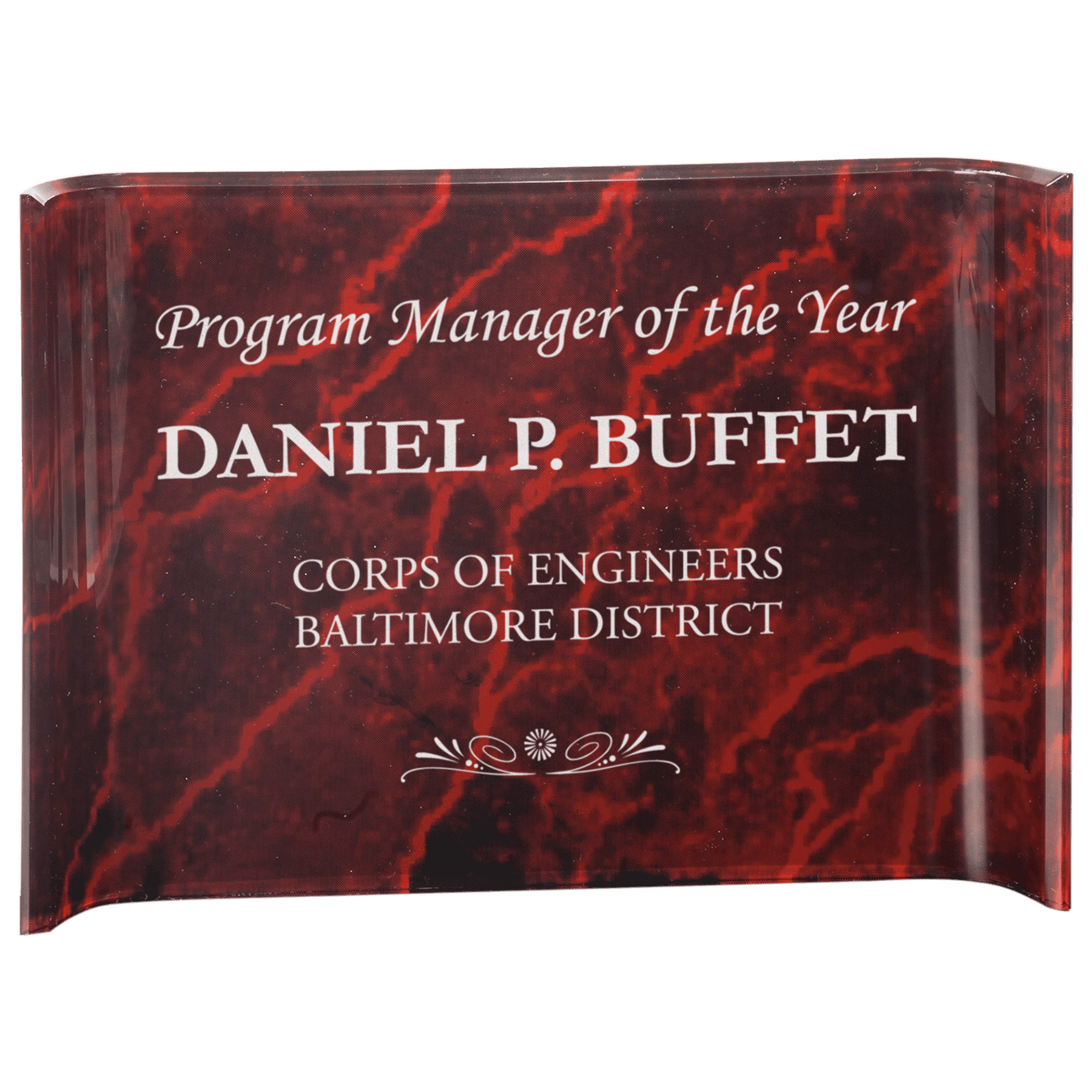 10" x 7" Red Marble Acrylic Crescent