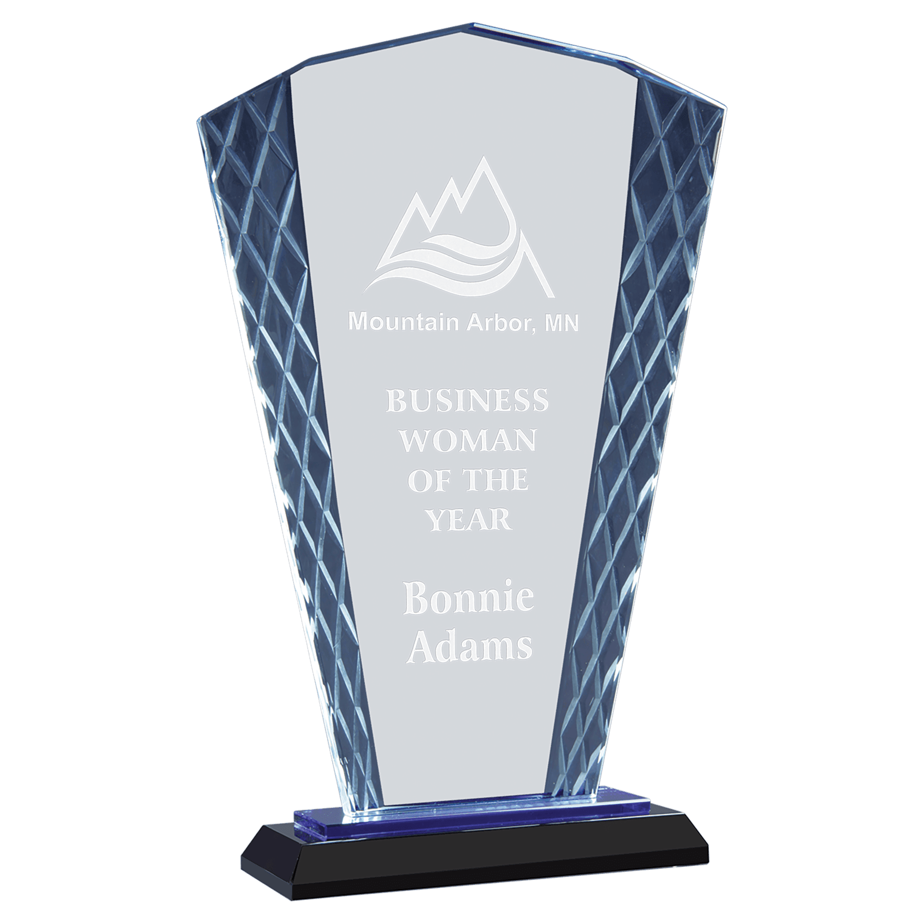 9 1/2" Fan Accent Glass on Blue & Black Base