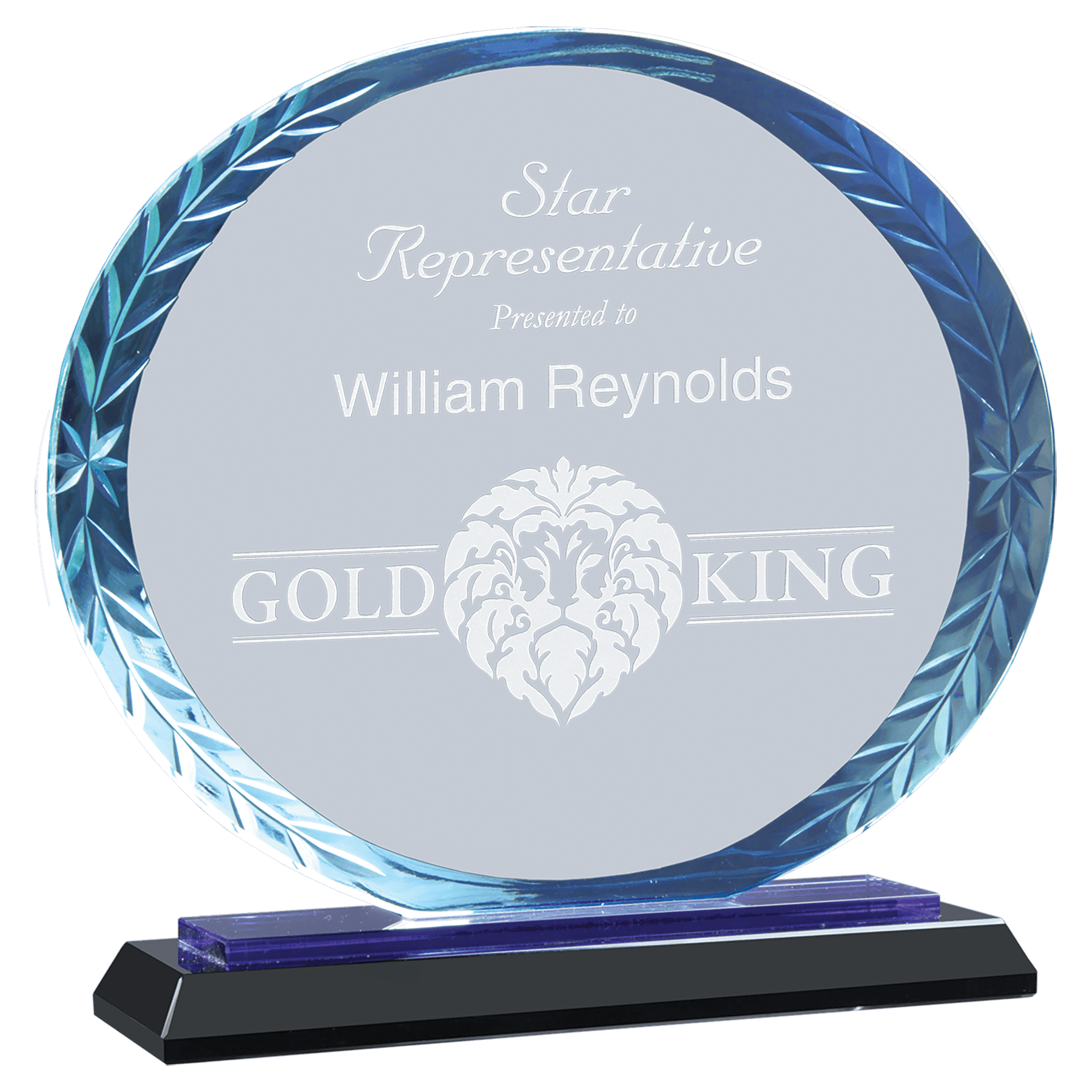 5 3/4" Oval Accent Glass on Blue & Black Base