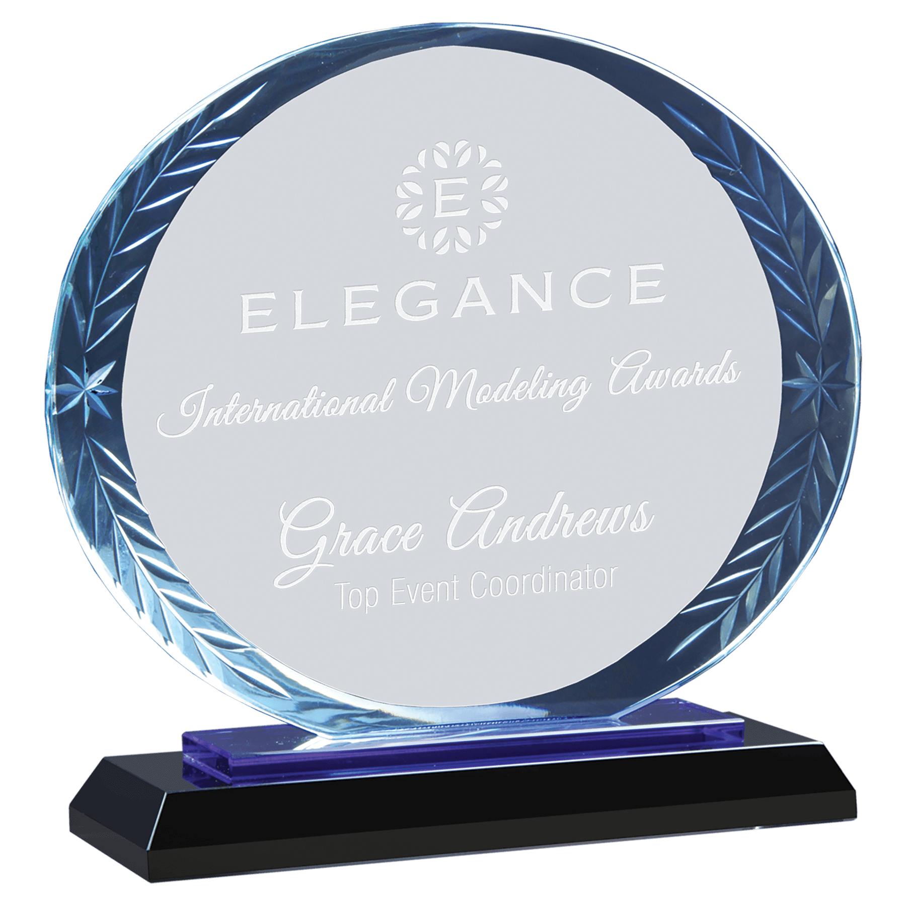 7" Oval Accent Glass on Blue & Black Base