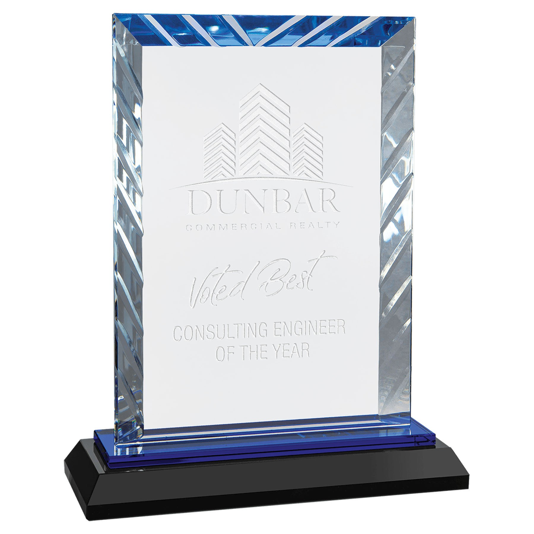 SMALL RECTANGLE ACCENT GLASS WITH BLUE BASE