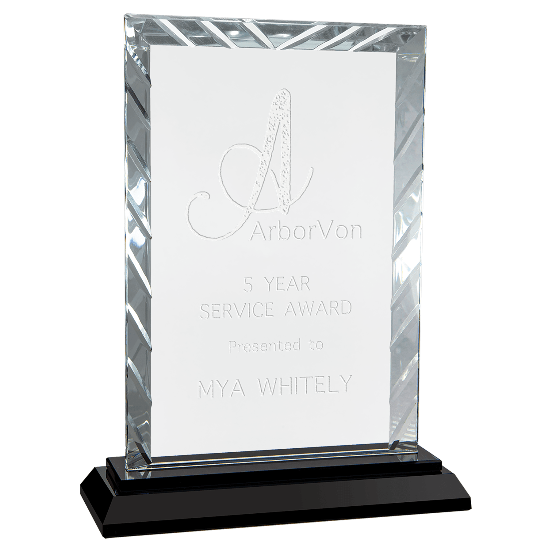 Medium Rectangle Accent Glass with Black Base