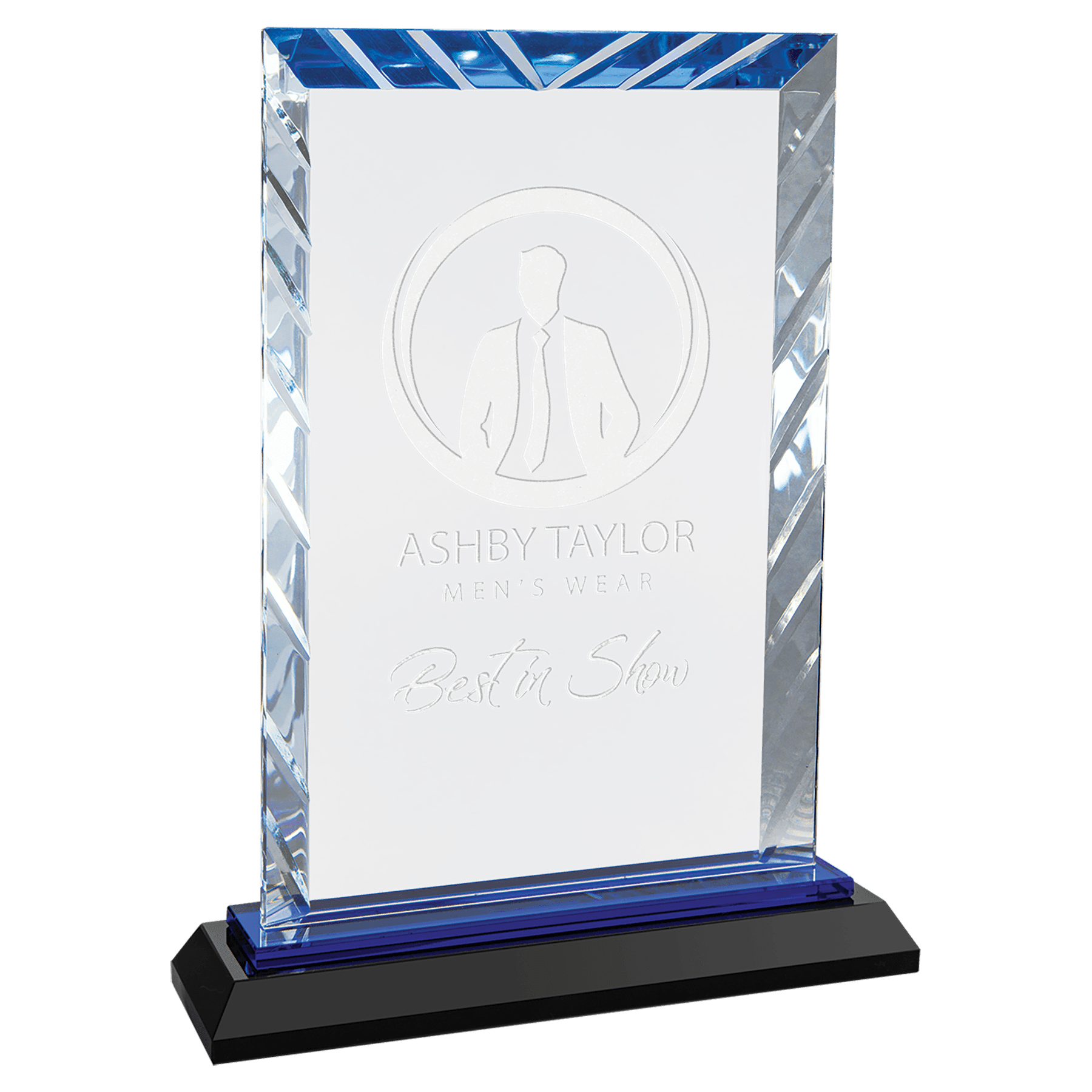 Medium Rectangle Accent Glass with Blue Base