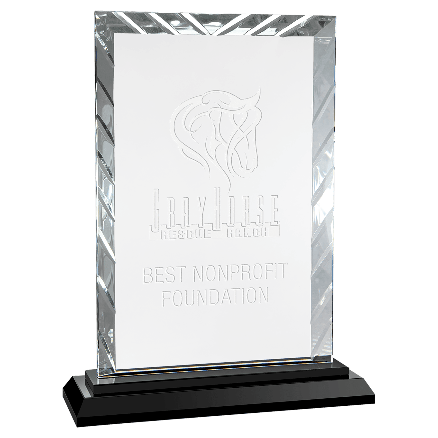 Large Rectangle Accent Glass with Black Base