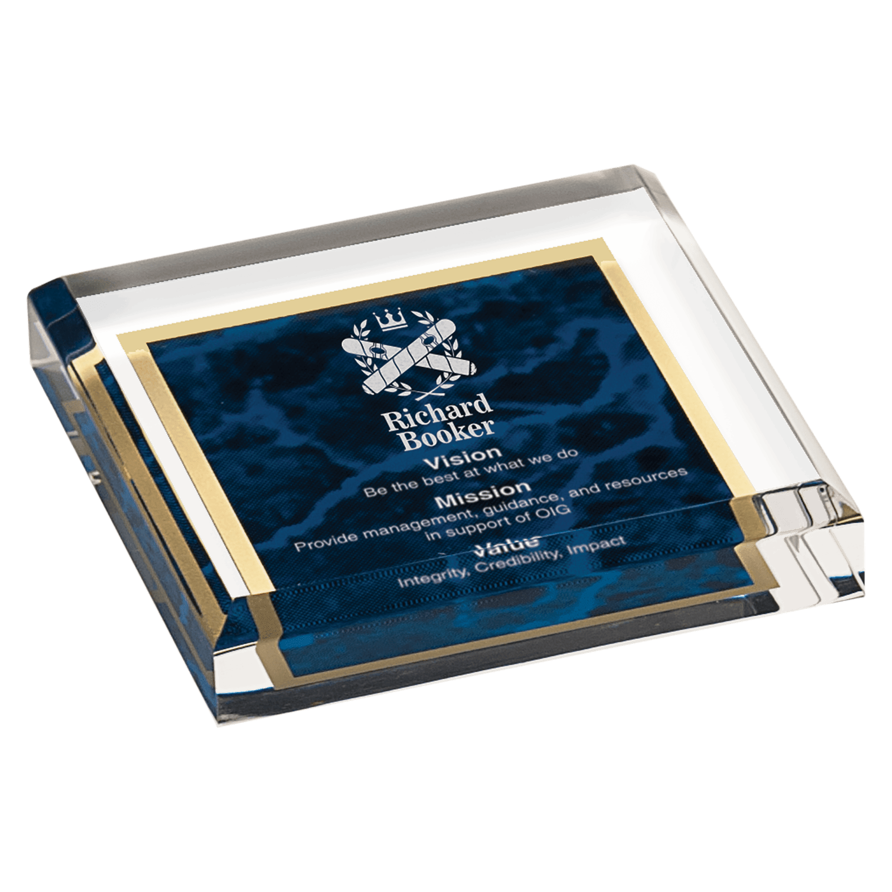 Blue Marble Acrylic Paperweight