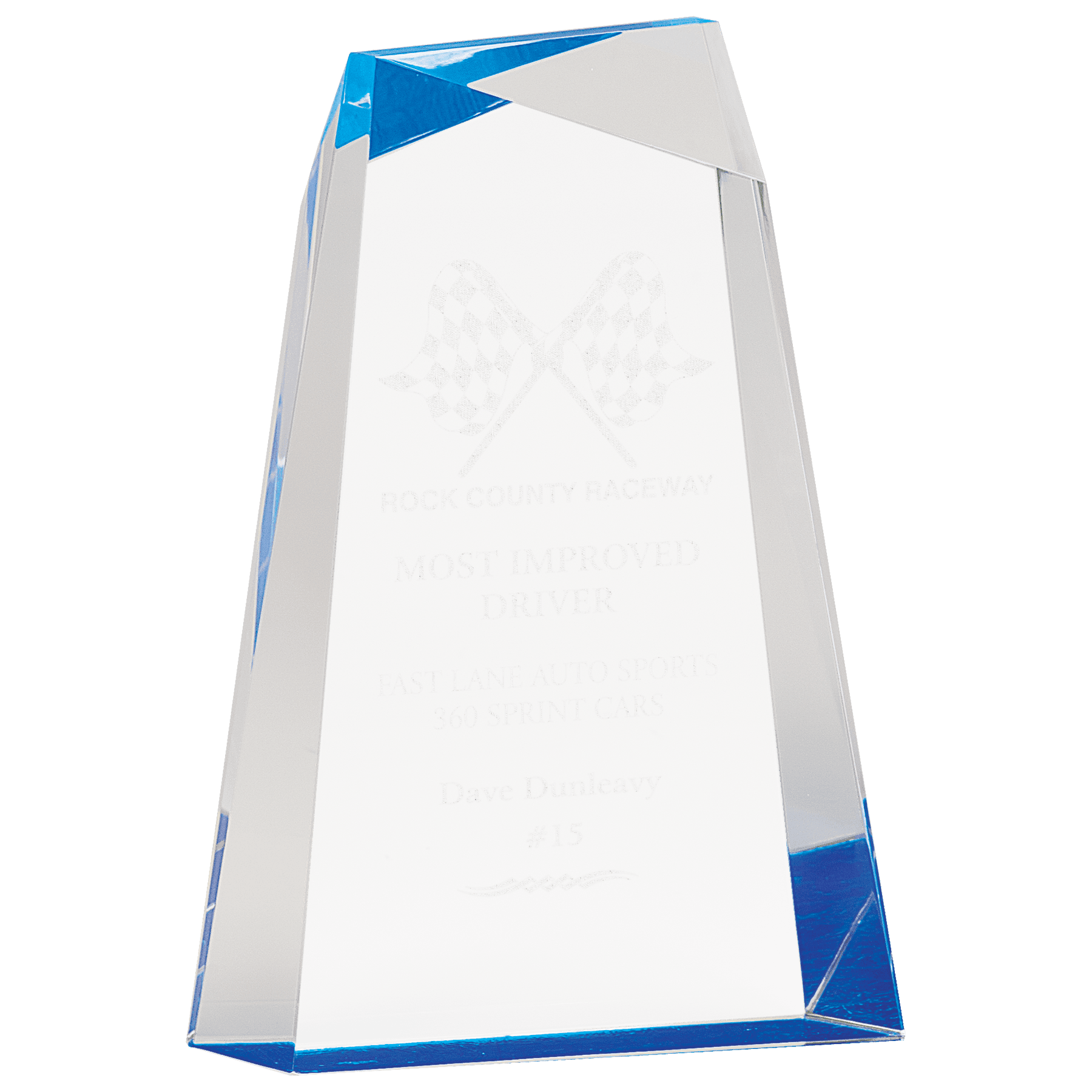 8" Blue Facet Wedge Acrylic