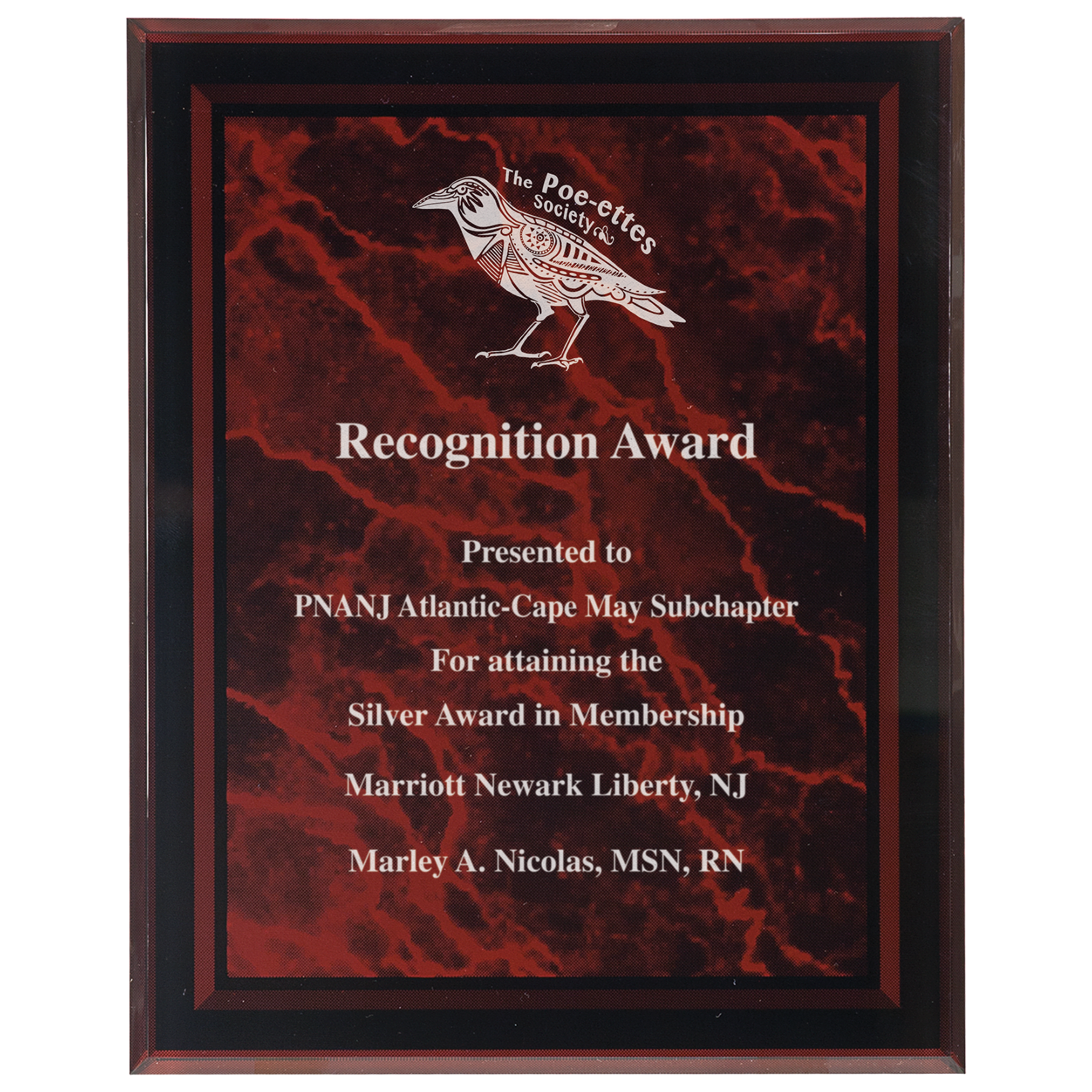 7" x 9" Red Marble Border Acrylic Clear-Plaq