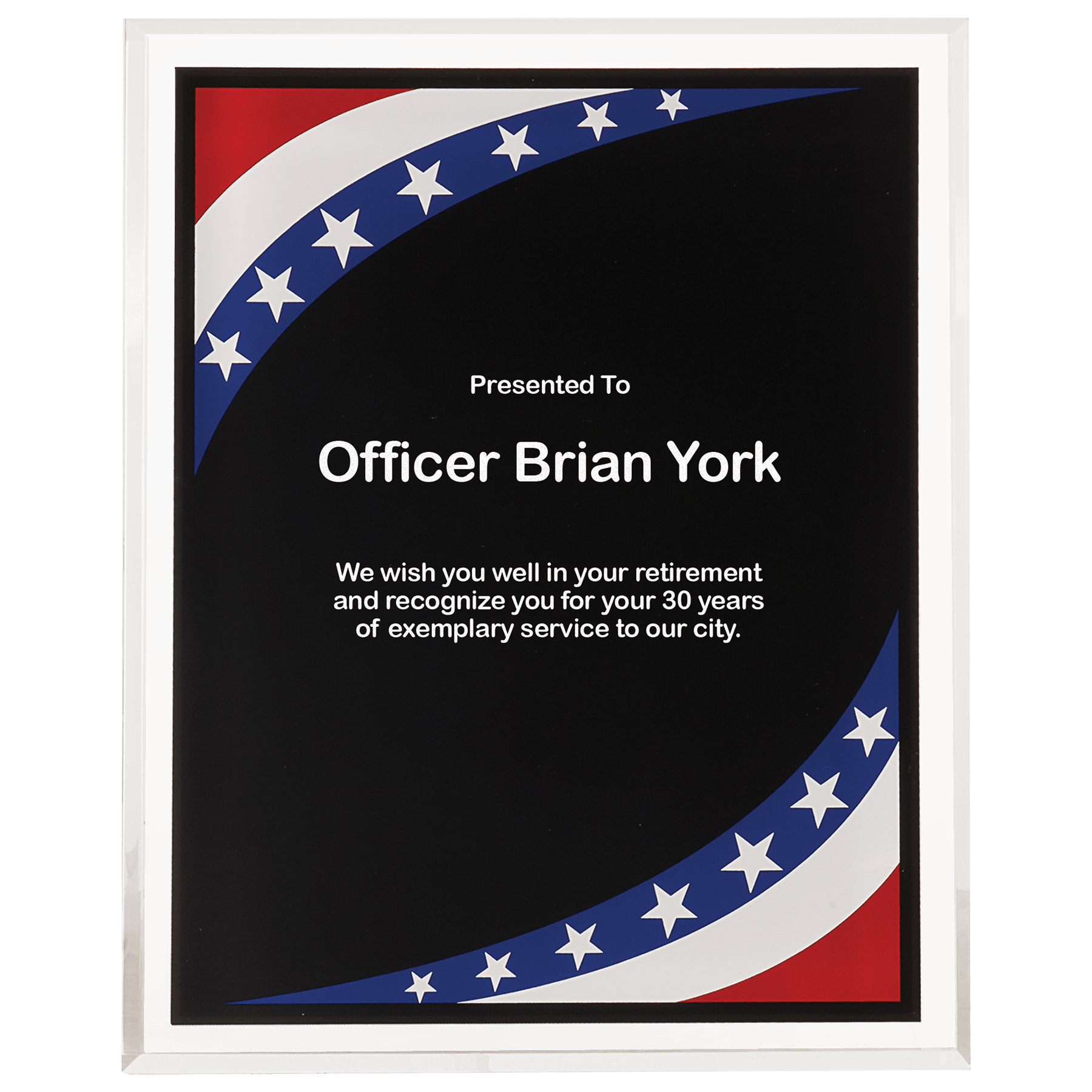 8" x 10" Stars & Stripes Border Acrylic Clear-Plaq