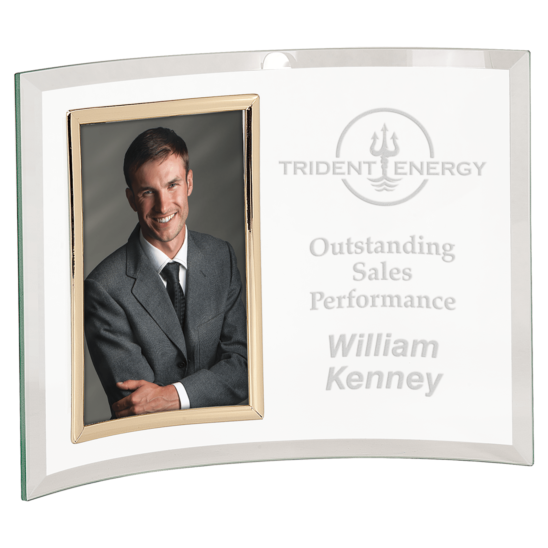 Jade Glass Crescent with Gold Vertical 4" x 6" Frame