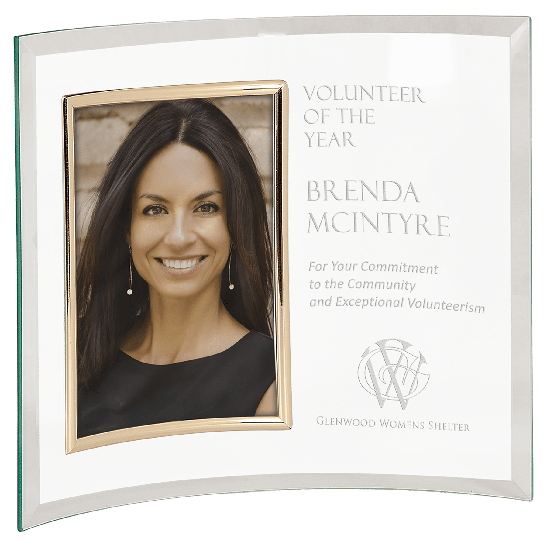 Jade Glass Crescent with Gold Vertical 5" x 7" Frame