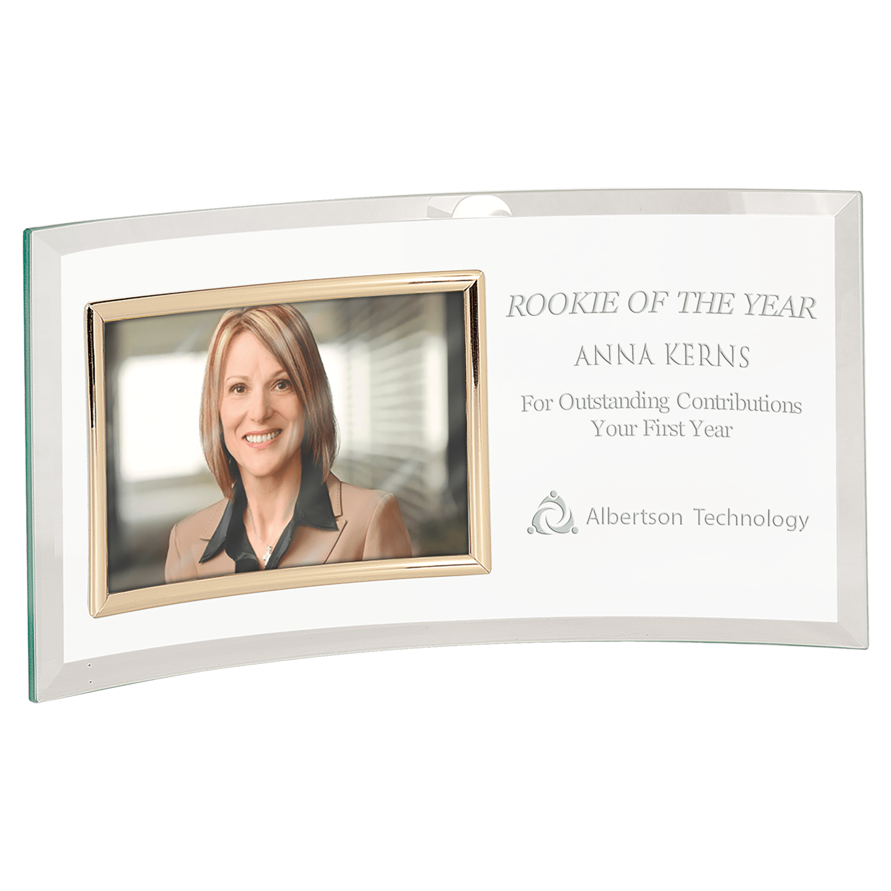 Jade Glass Crescent with Gold Horizontal 6" x 4" Frame