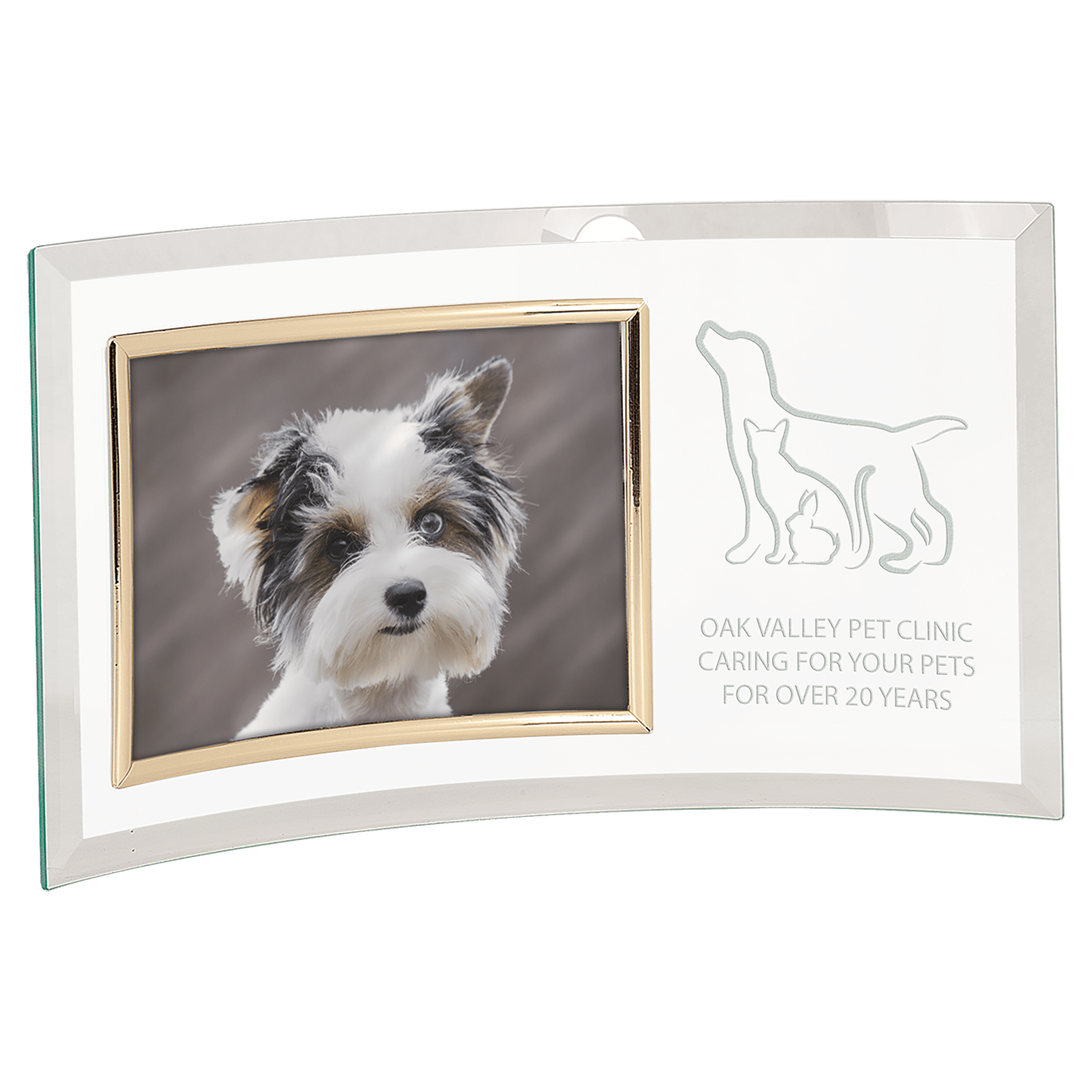 Jade Glass Crescent with Gold Horizontal 7" x 5" Frame