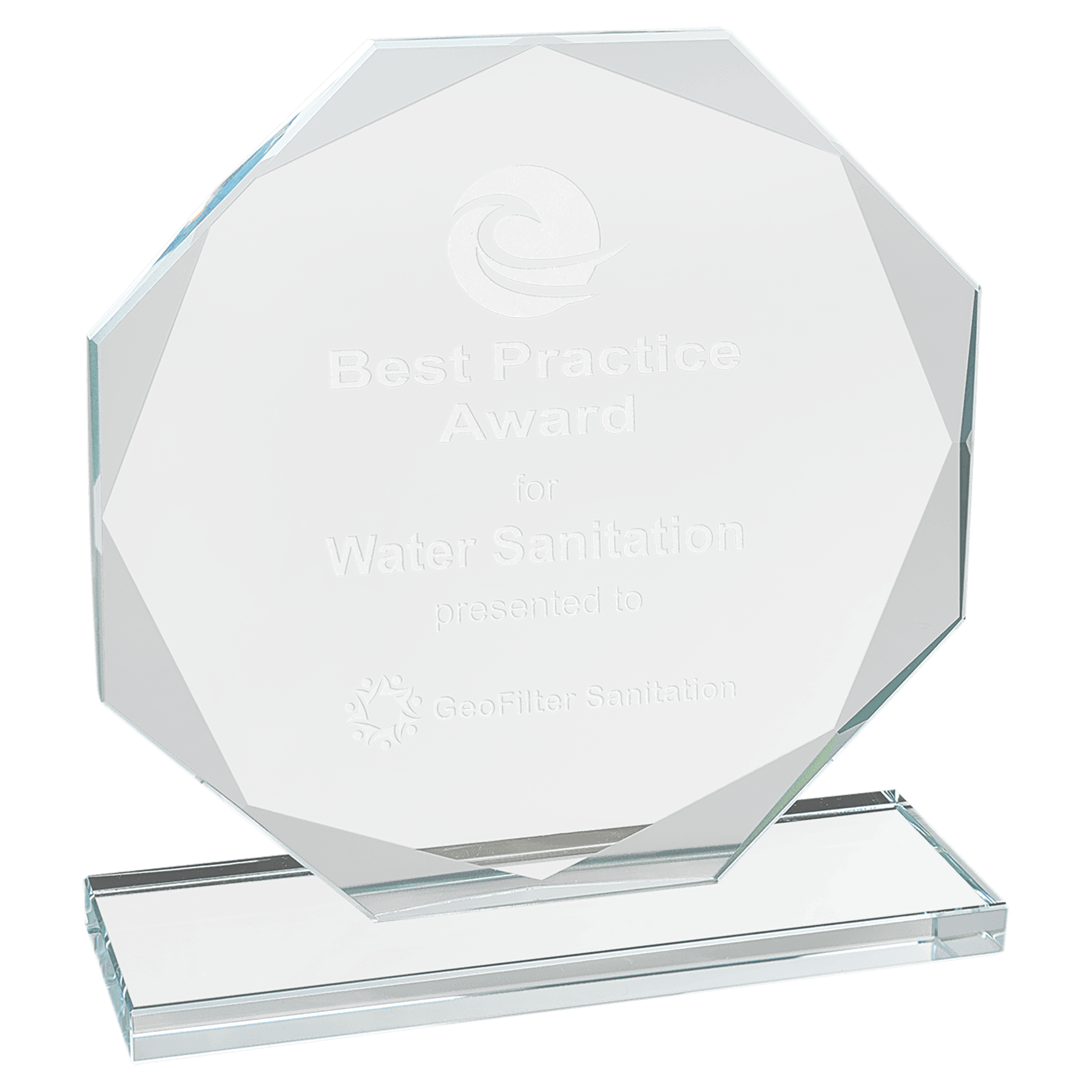 Medium Octagon Clear Glass Award