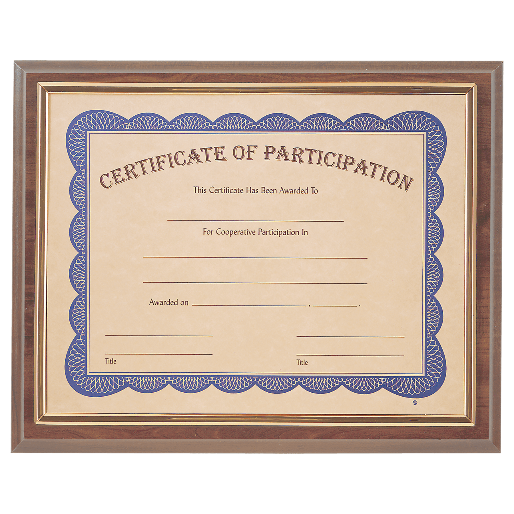 Cherry Finish Plaque with Gold Slide-In Certificate Frame