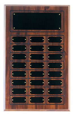 Cherry Finish Grooved Perpetual Plaque with 12 Plates