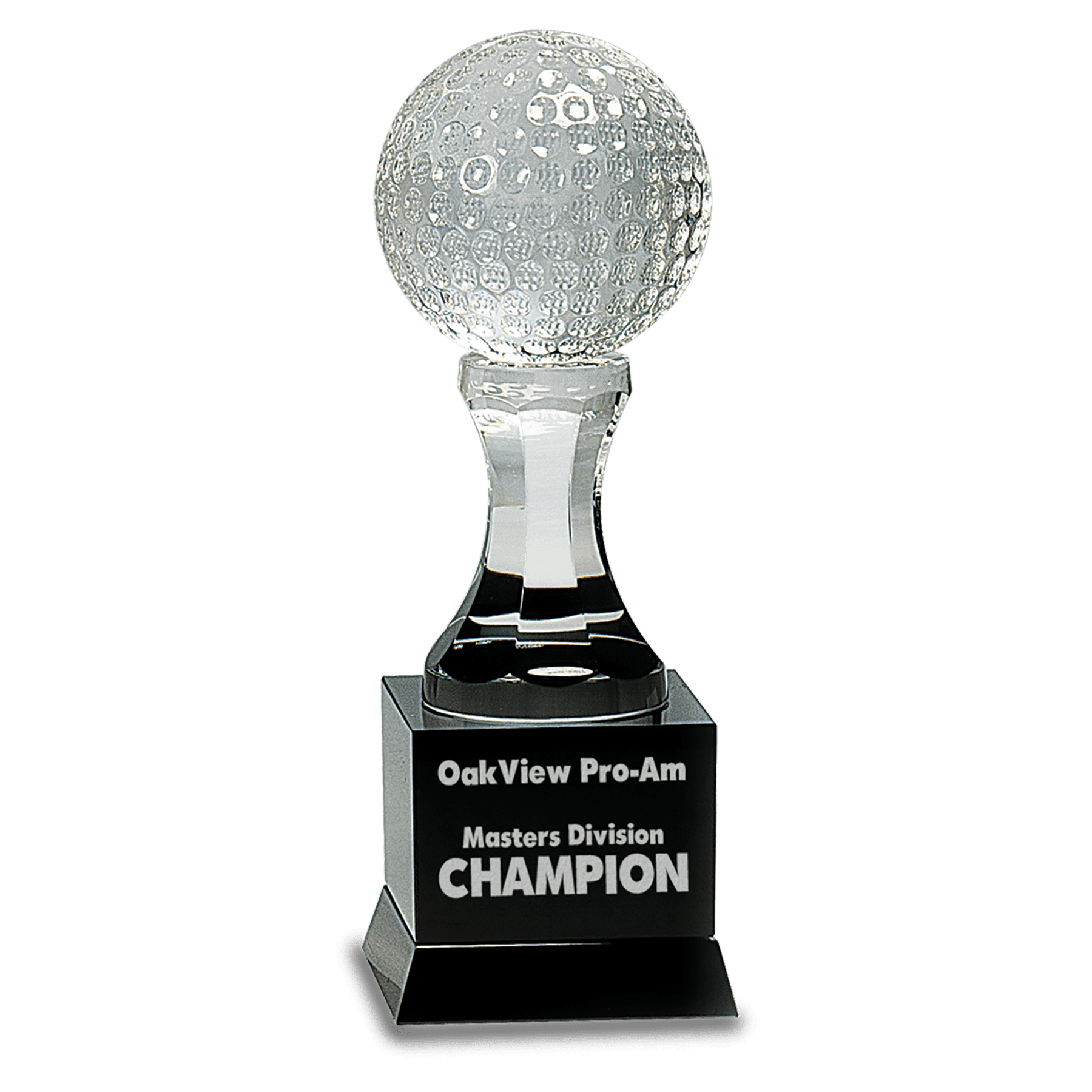 Crystal Golf Ball on Black Pedestal Base