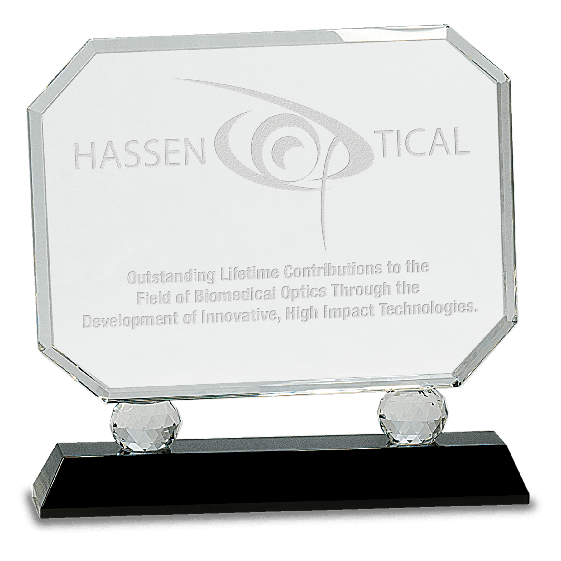 Large Rectangle Crystal on Black Pedestal Base