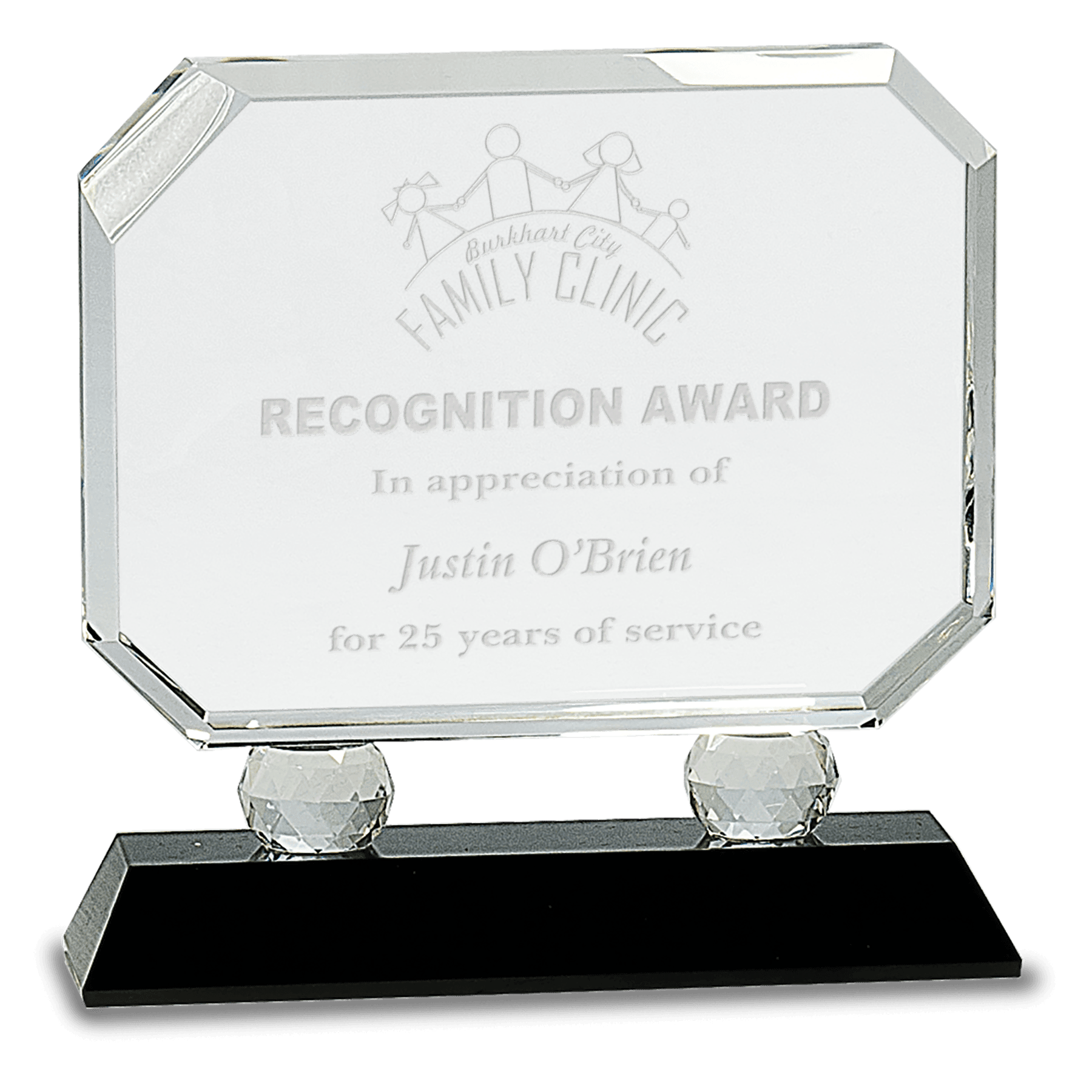 Medium Rectangle Crystal on Black Pedestal Base