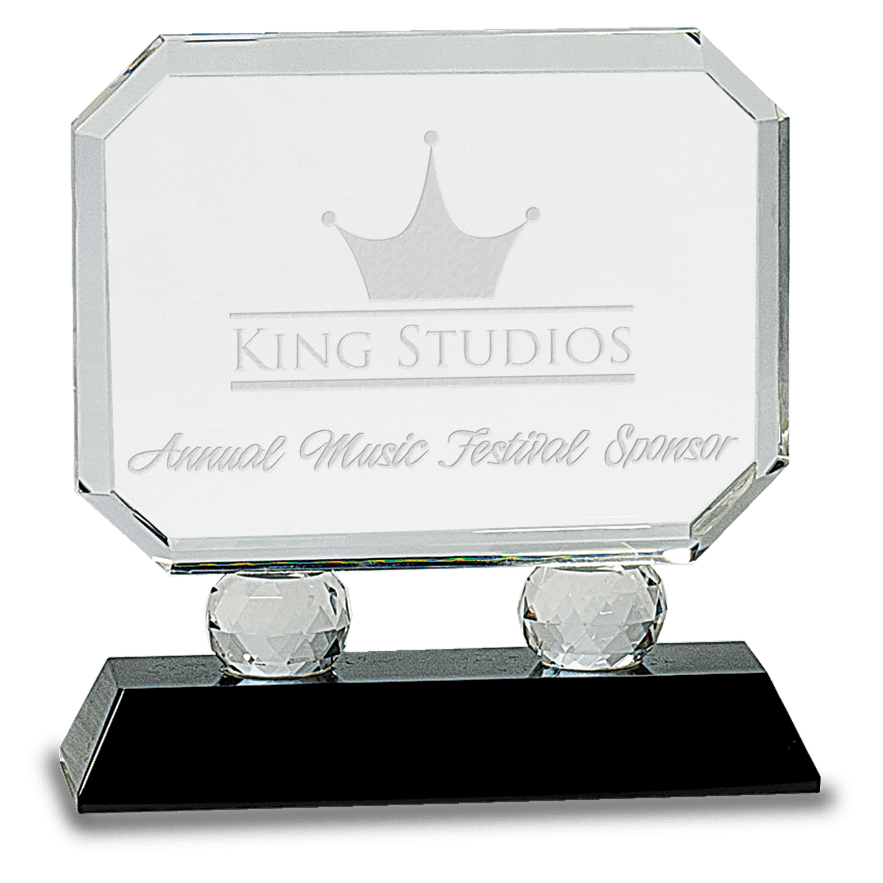 Small Rectangle Crystal on Black Pedestal Base