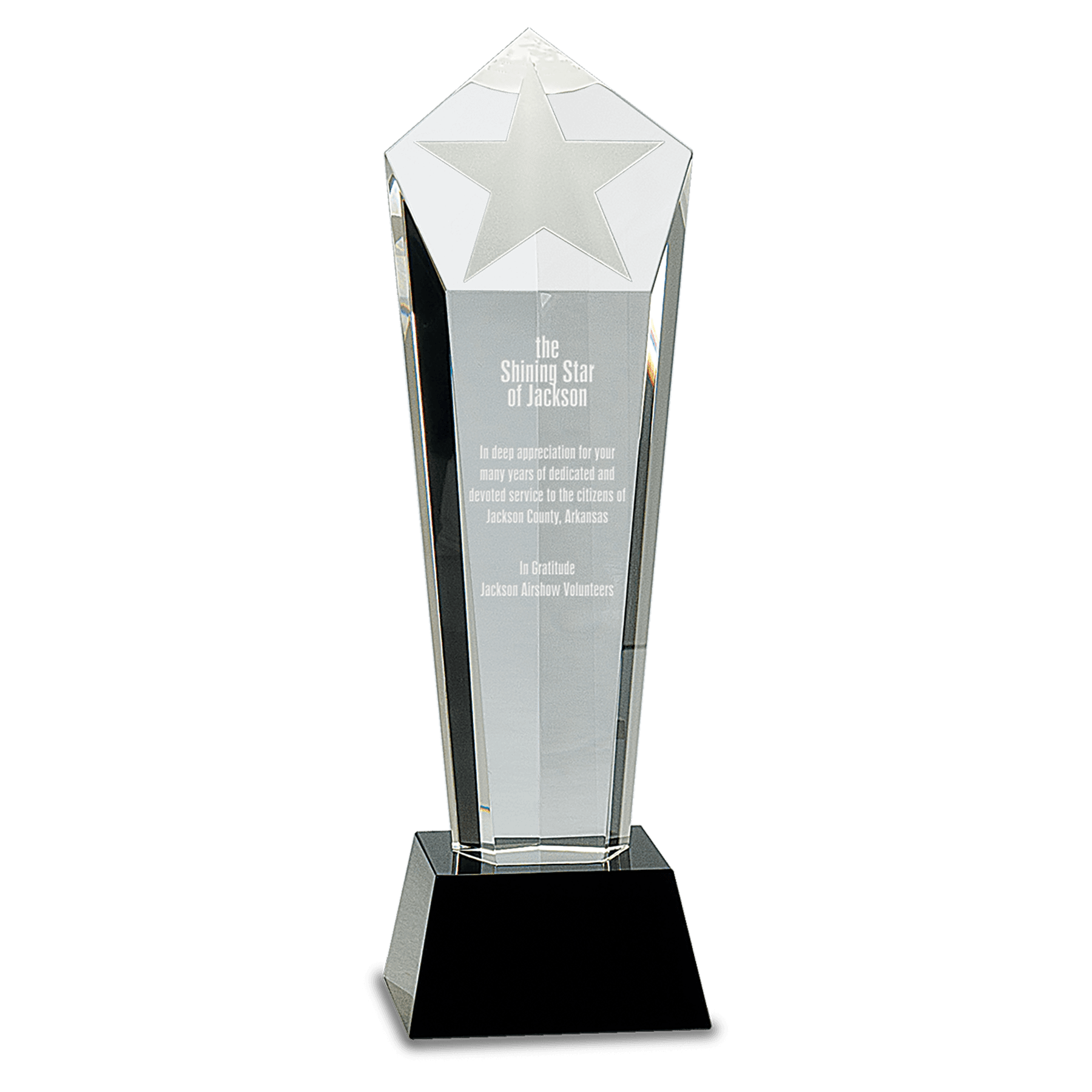 11 3/4" Crystal Frosted Star Column on a Black Crystal Base