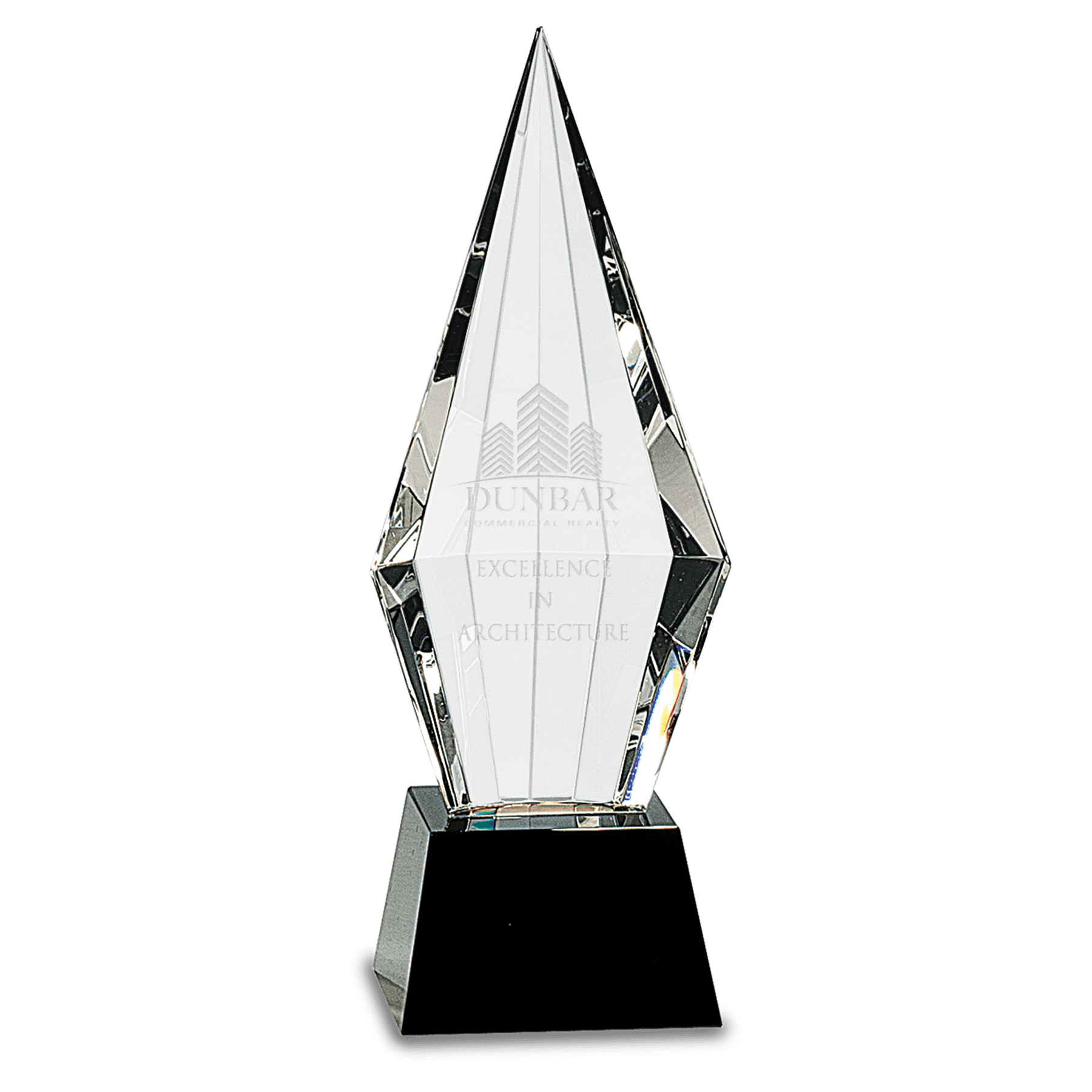 9 1/2" Crystal Faceted Obelisk on a Black Crystal Base