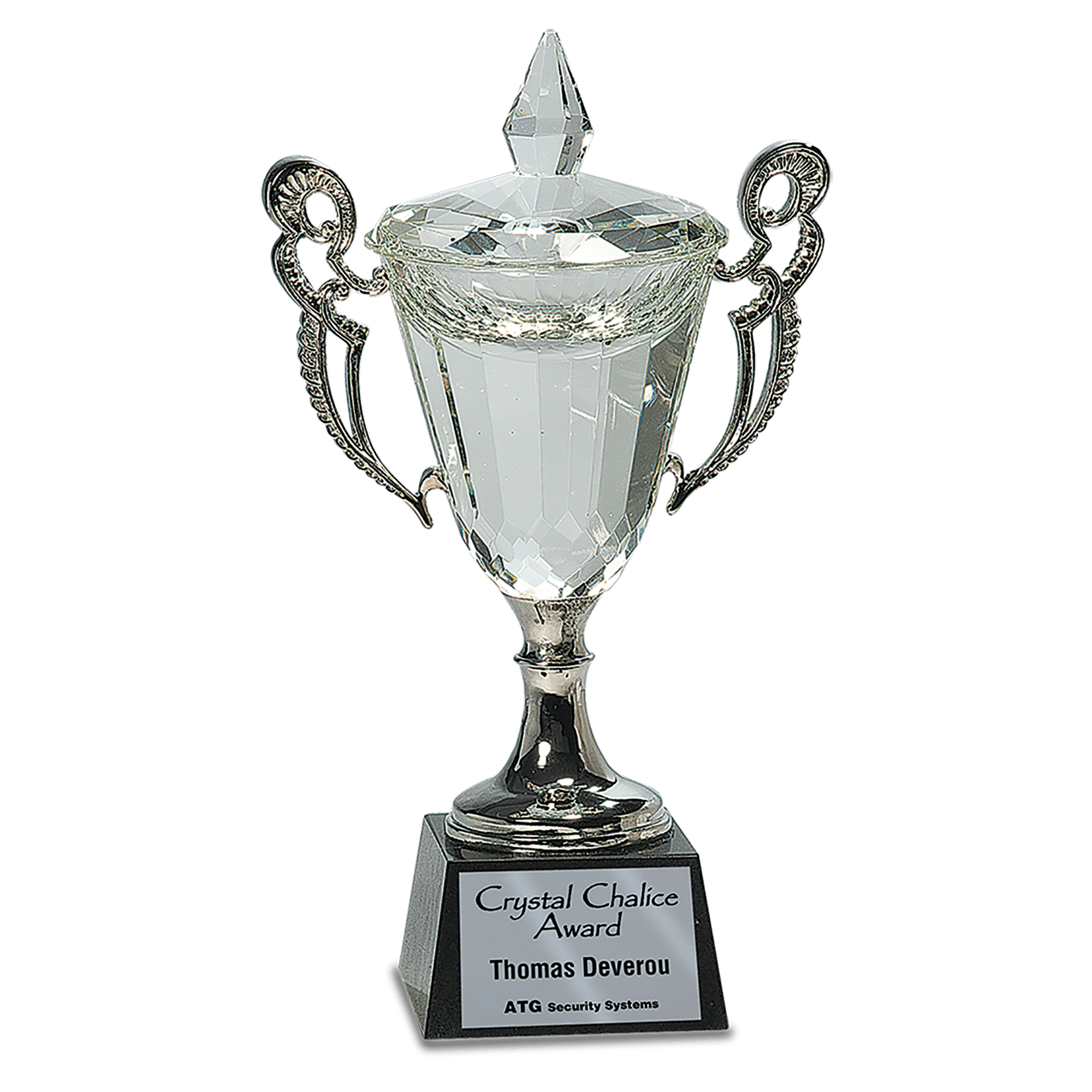 Crystal Cup with Silver Handles and Stem