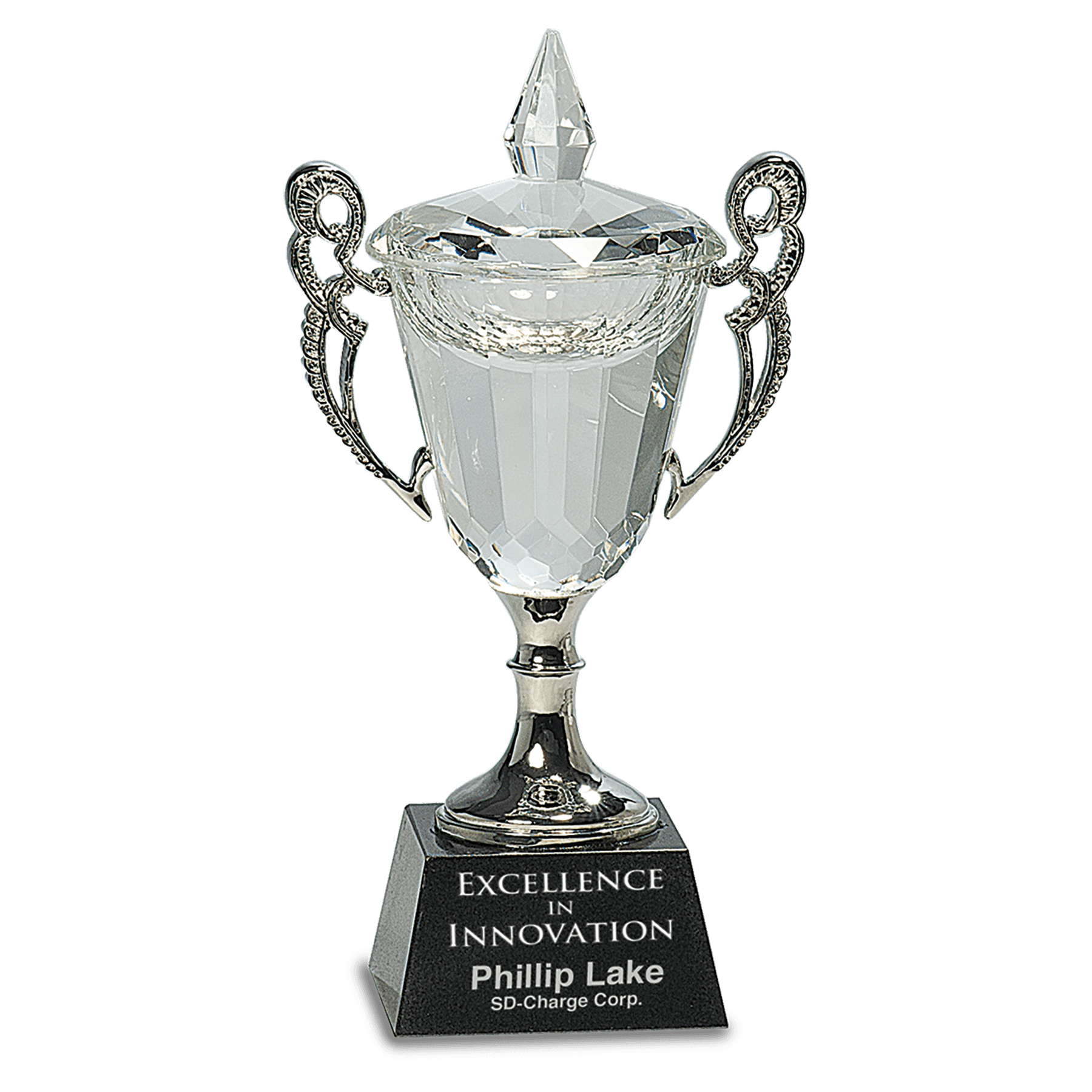 Crystal Cup with Silver Handles and Stem