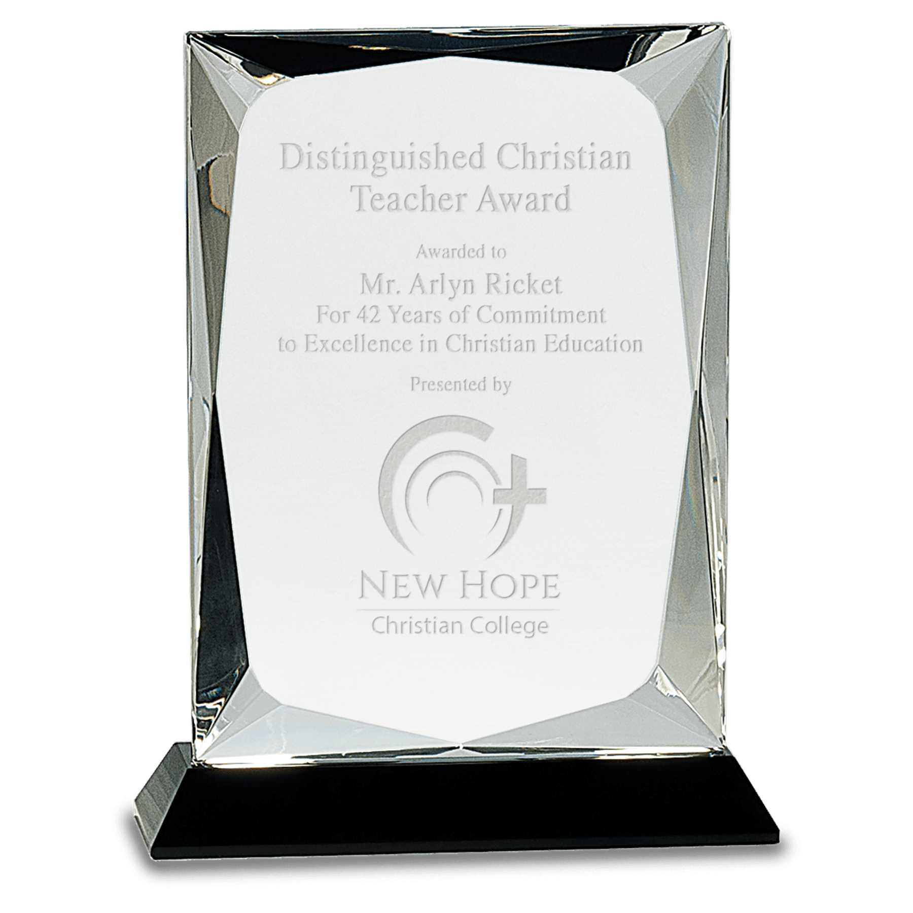 8" Crystal Facet Rectangle on a Black Crystal Base