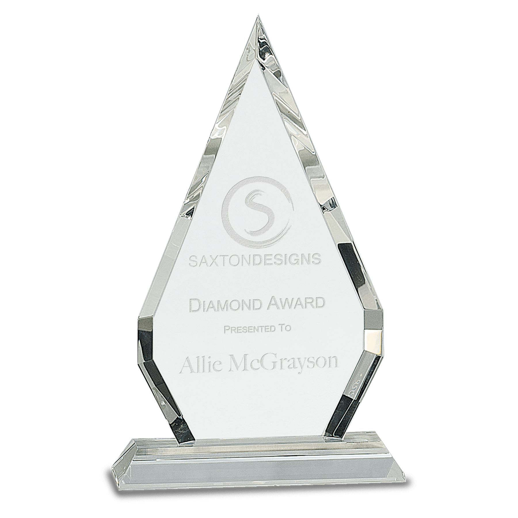 10" Crystal Diamond on a Clear Crystal Base