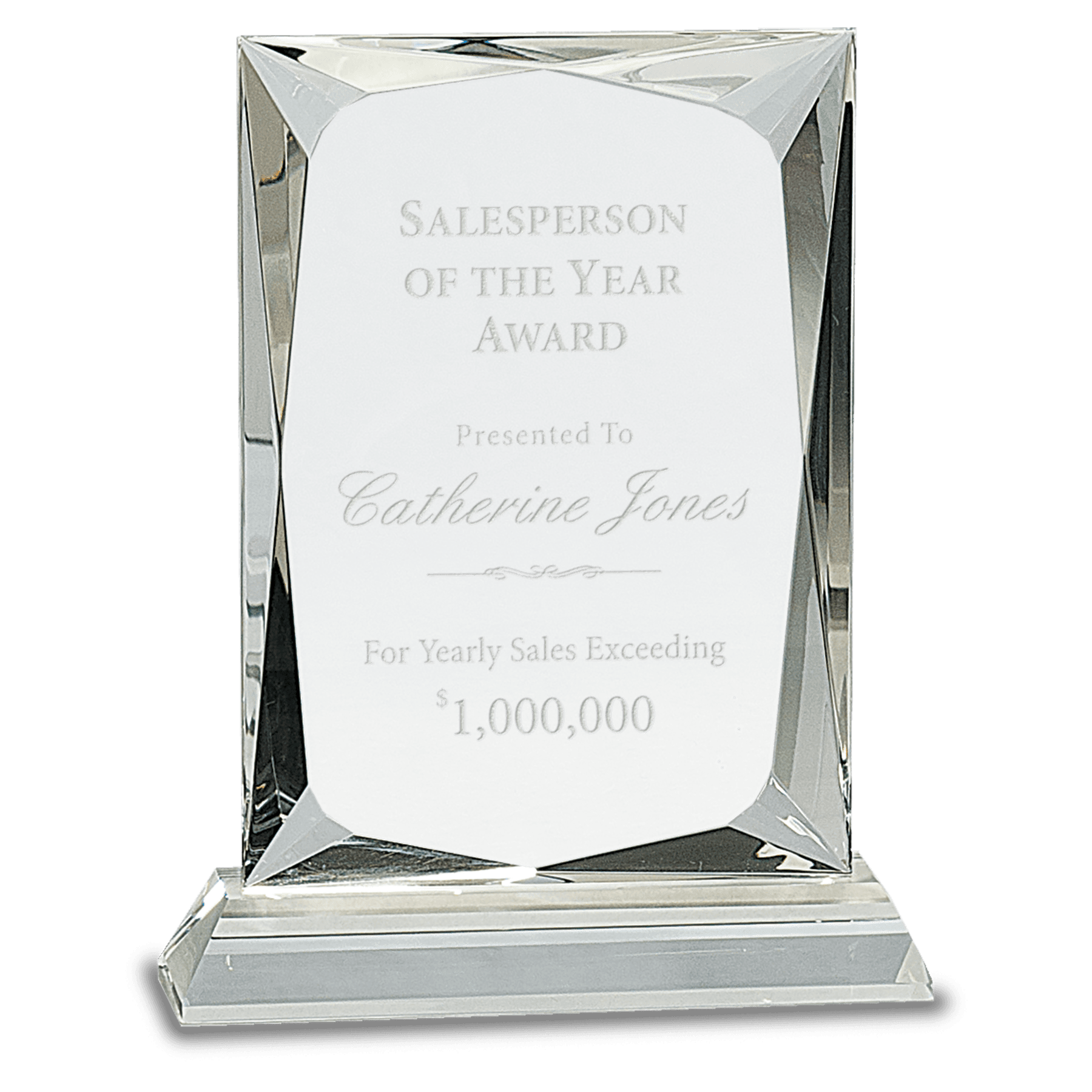 7 1/4" Crystal Facet Rectangle on a Clear Crystal Base