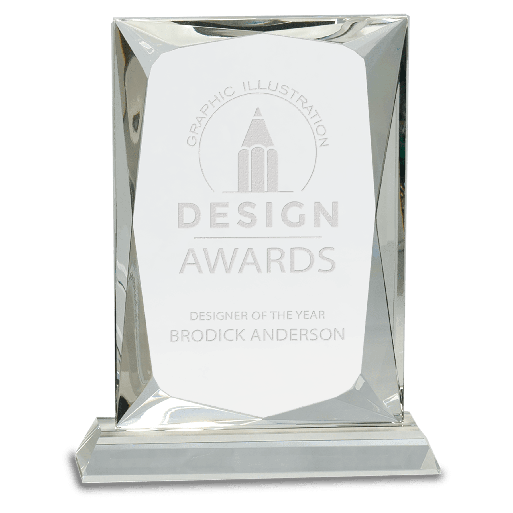 8" Crystal Facet Rectangle on a Clear Crystal Base